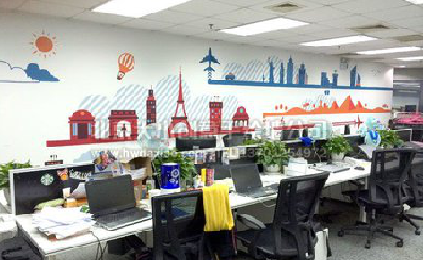 雷波教你设计办公室墙绘的方法。